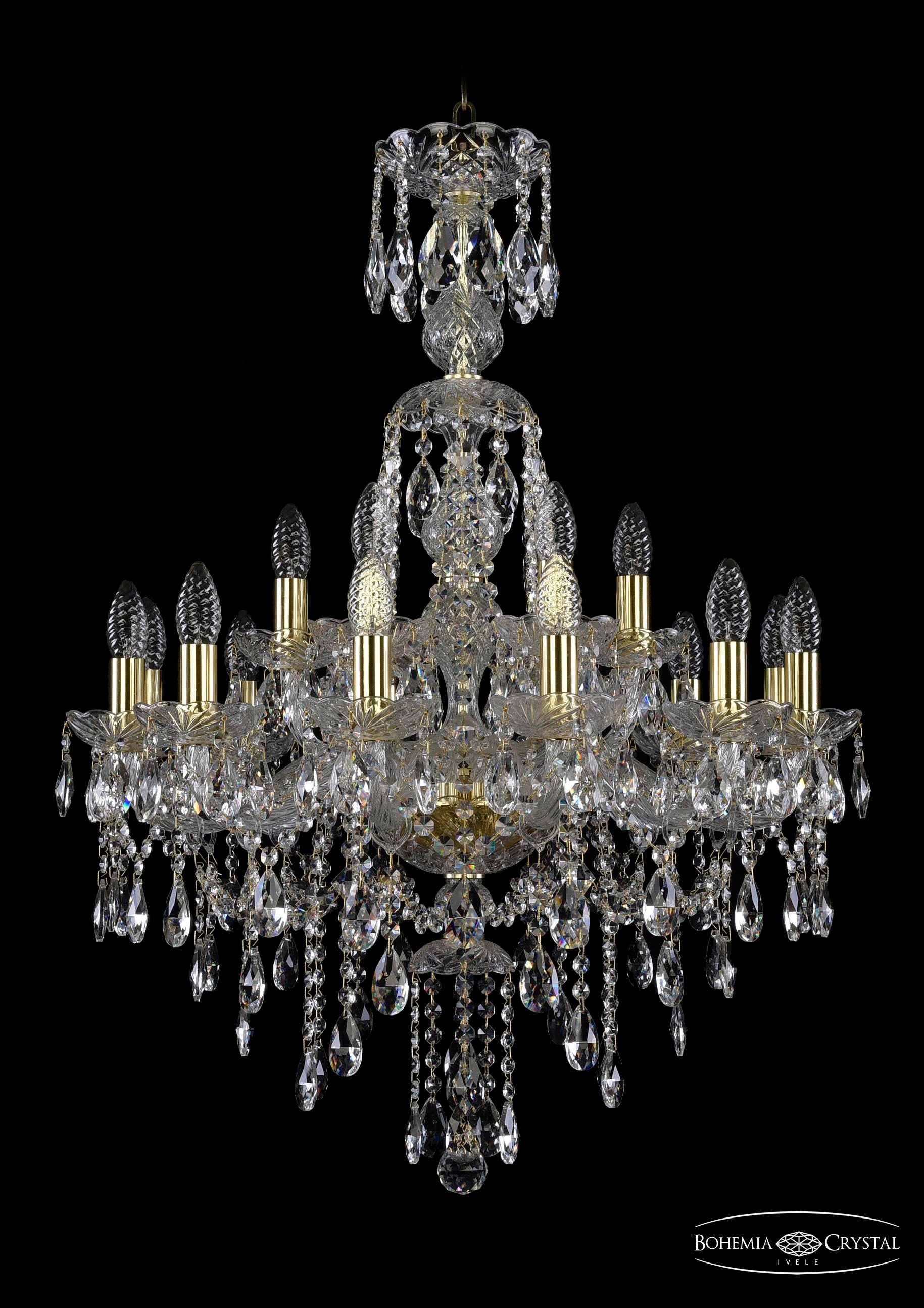 Подвесная хрустальная люстра 1415 Bohemia 1415/12+6/220/XL-86 G