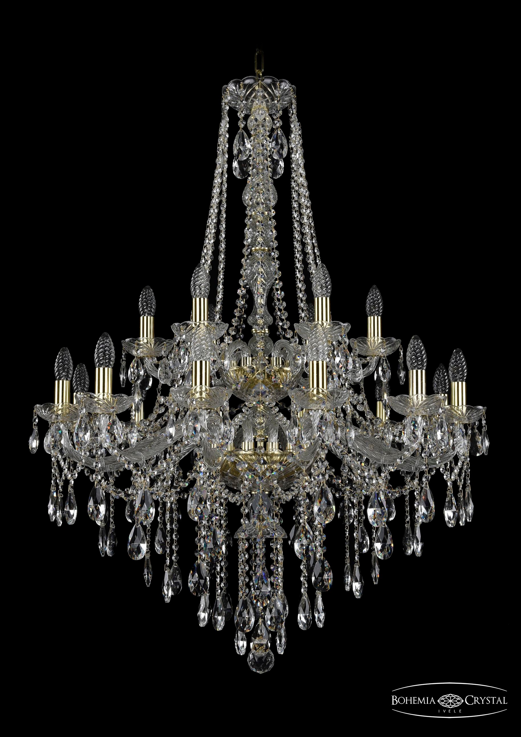 Подвесная хрустальная люстра 1415 Bohemia 1415/12+6/300/h-112/2d G