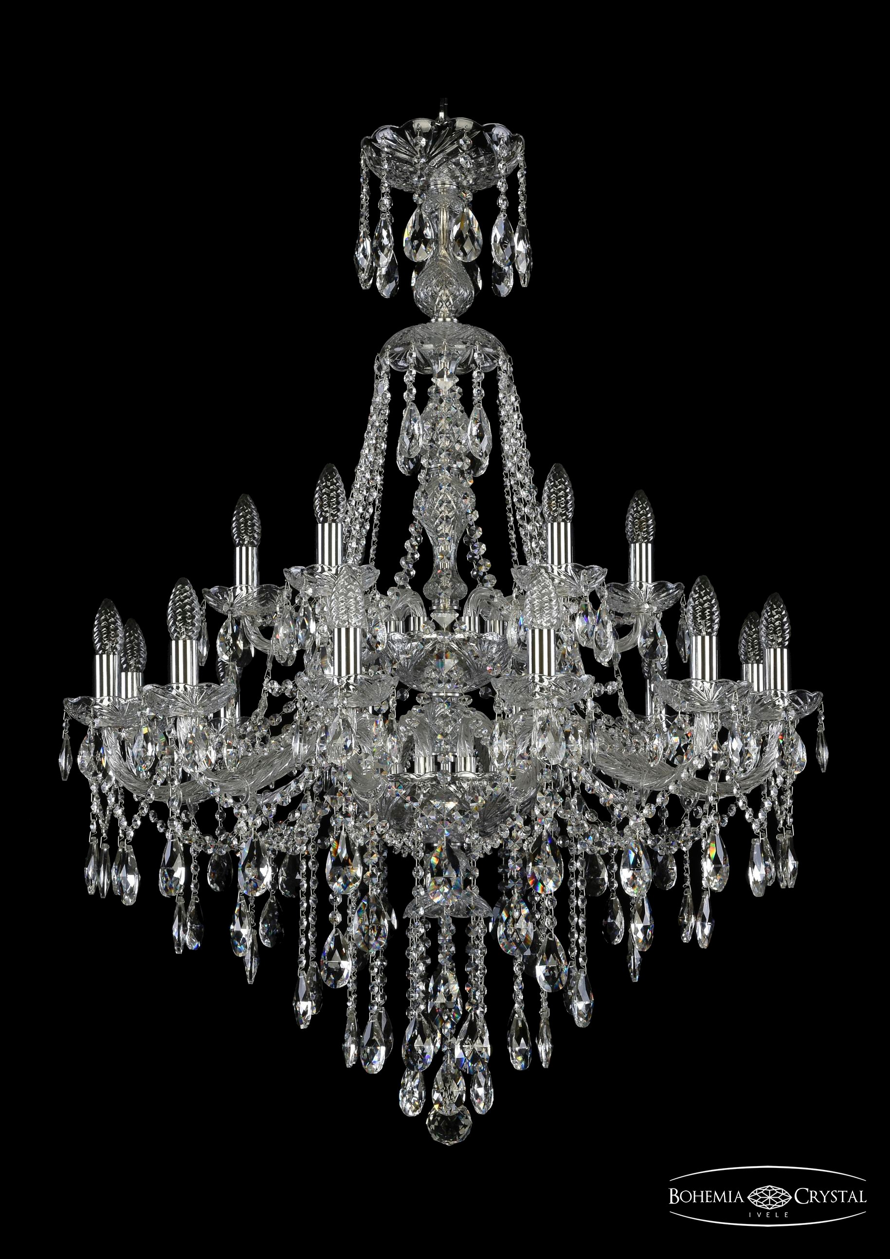 Подвесная хрустальная люстра 1415 Bohemia 1415/12+6/300/XL-114/2d Ni