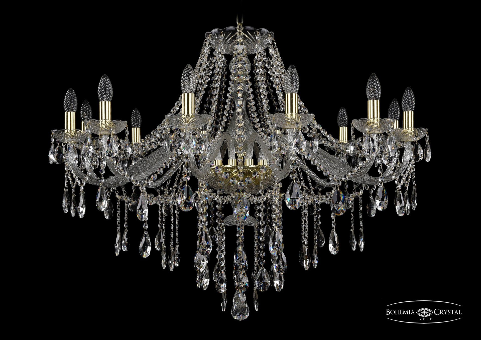 Подвесная хрустальная люстра 1415 Bohemia 1415/12/360 G