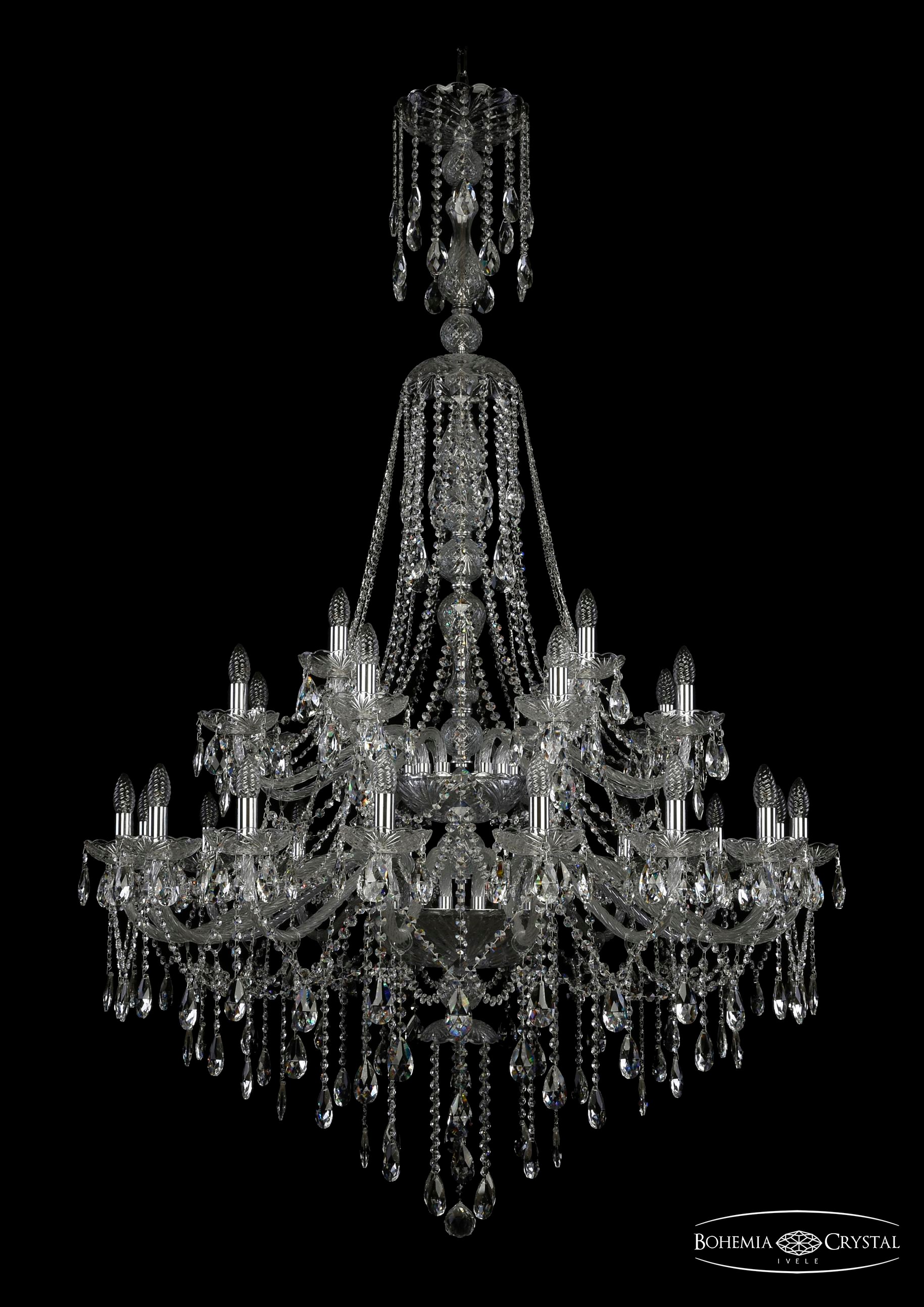 Подвесная хрустальная люстра 1415 Bohemia 1415/16+8+4/400/XL-185/2d Ni