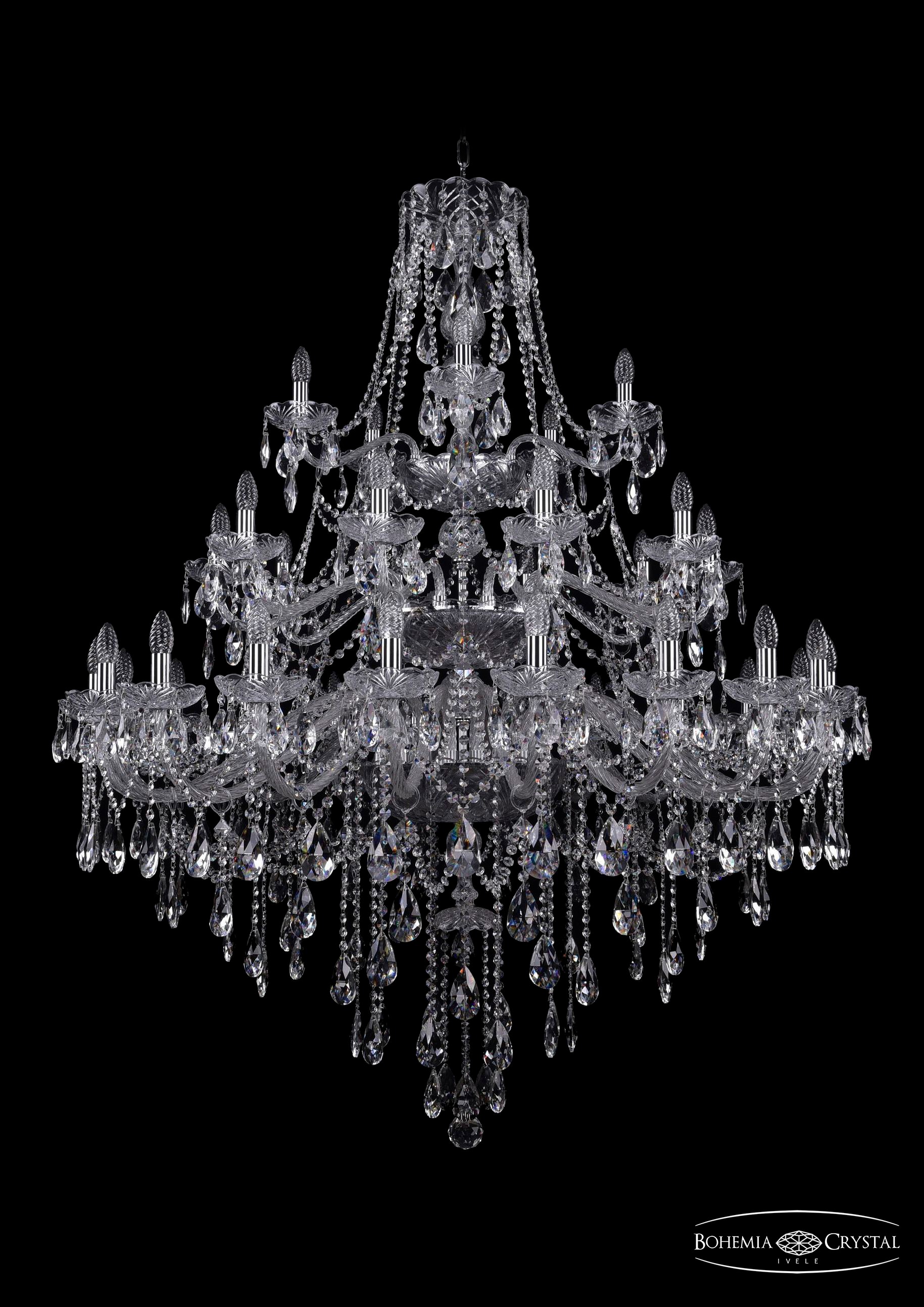Подвесная хрустальная люстра 1415 Bohemia 1415/20+10+5/460/3d Ni