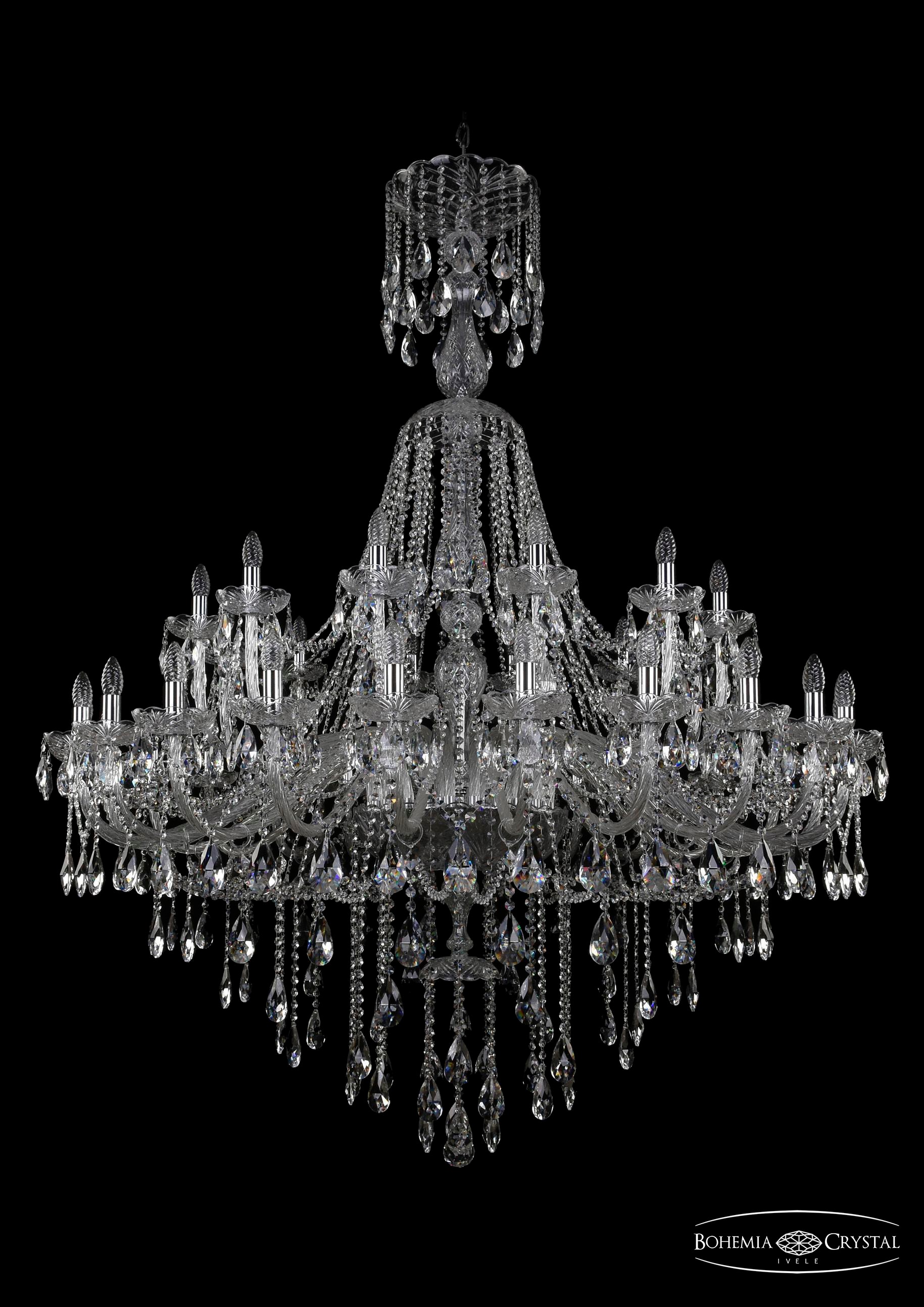 Подвесная хрустальная люстра 1415 Bohemia 1415/24+12/530/XL-186 Ni
