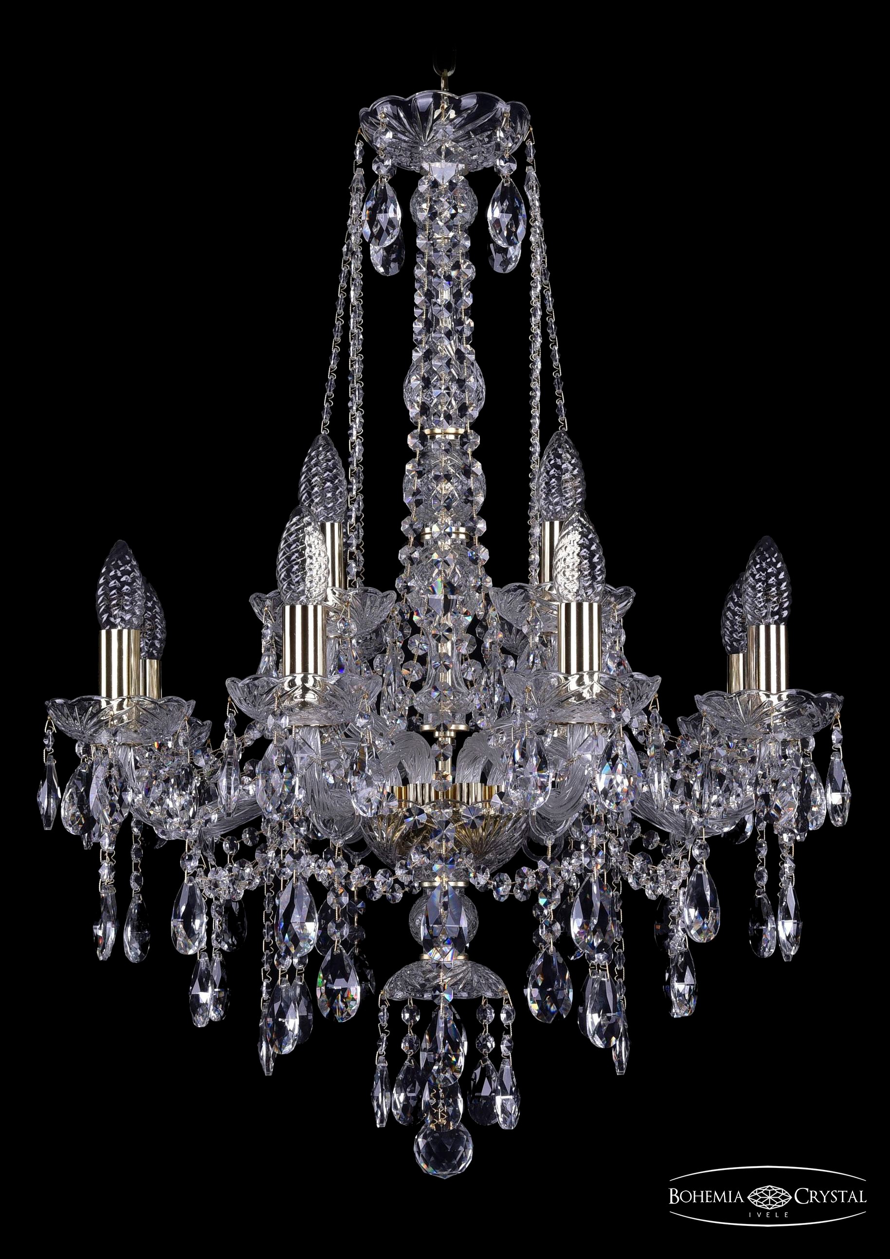 Подвесная хрустальная люстра 1415 Bohemia 1415/8+4/200/h-75 G