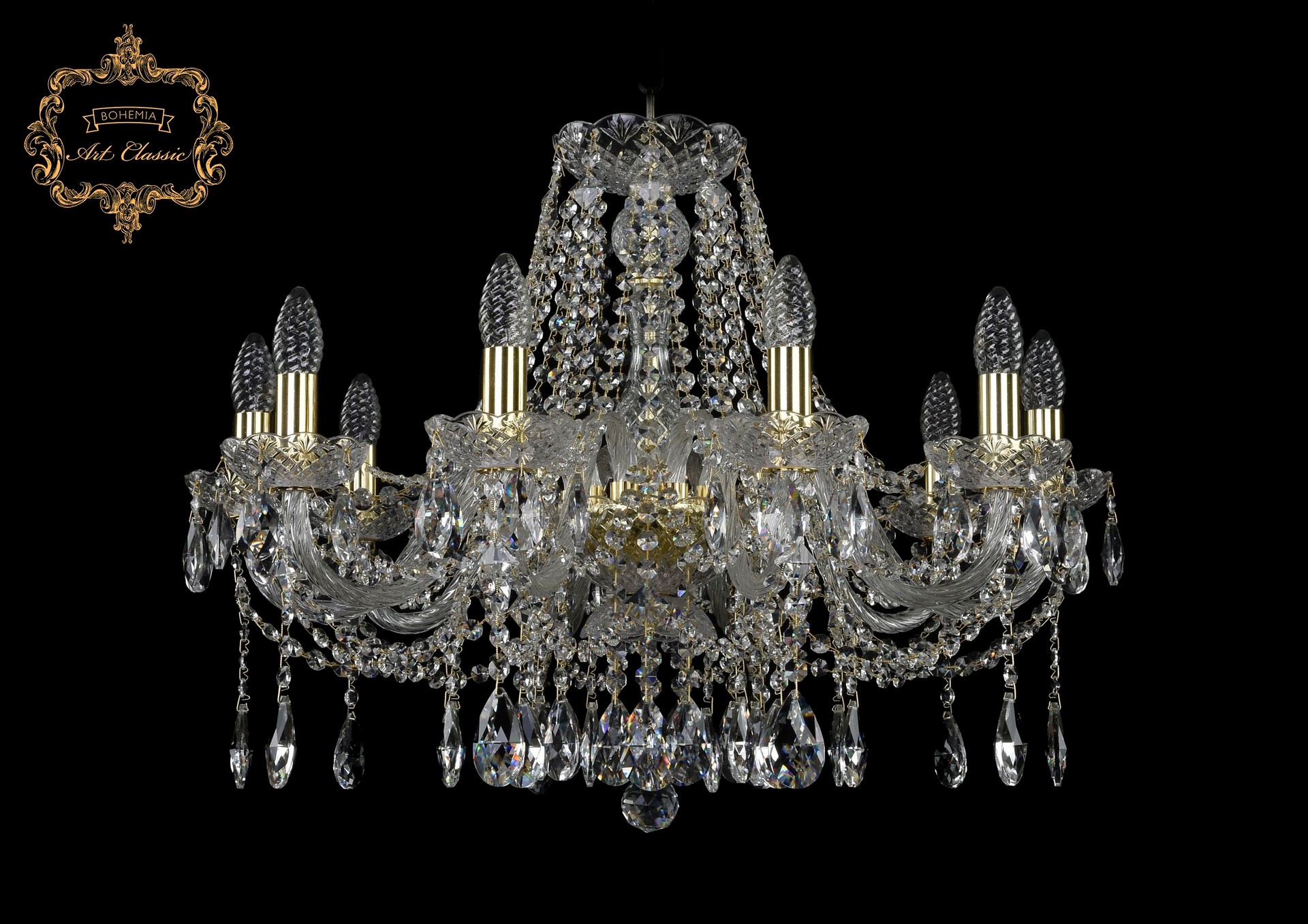 Подвесная хрустальная люстра 11.12 Art Classic 11.12.10.240.Gd.Sp