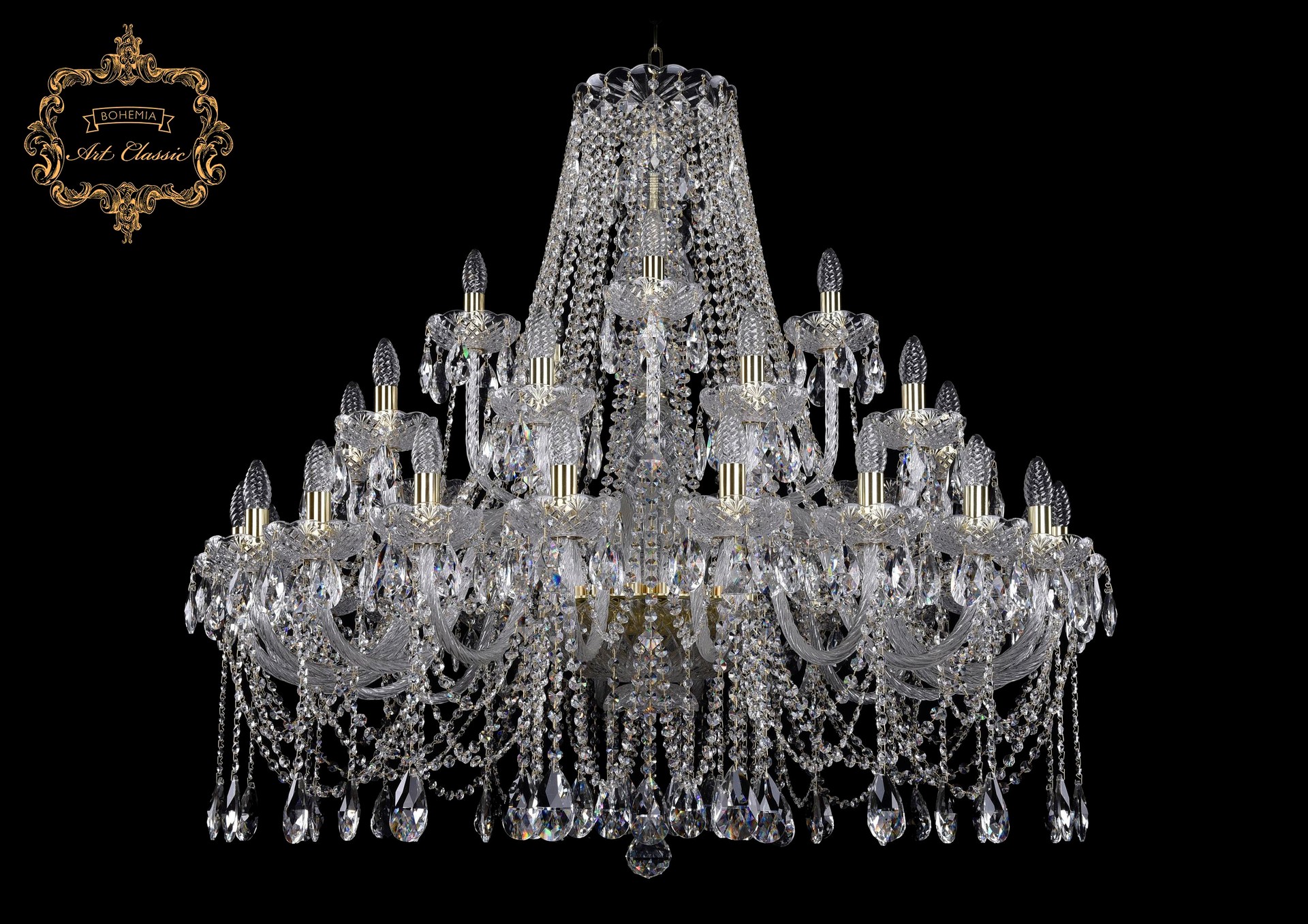 Подвесная хрустальная люстра 11.12 Art Classic 11.12.20+10+5.400.Gd.Sp