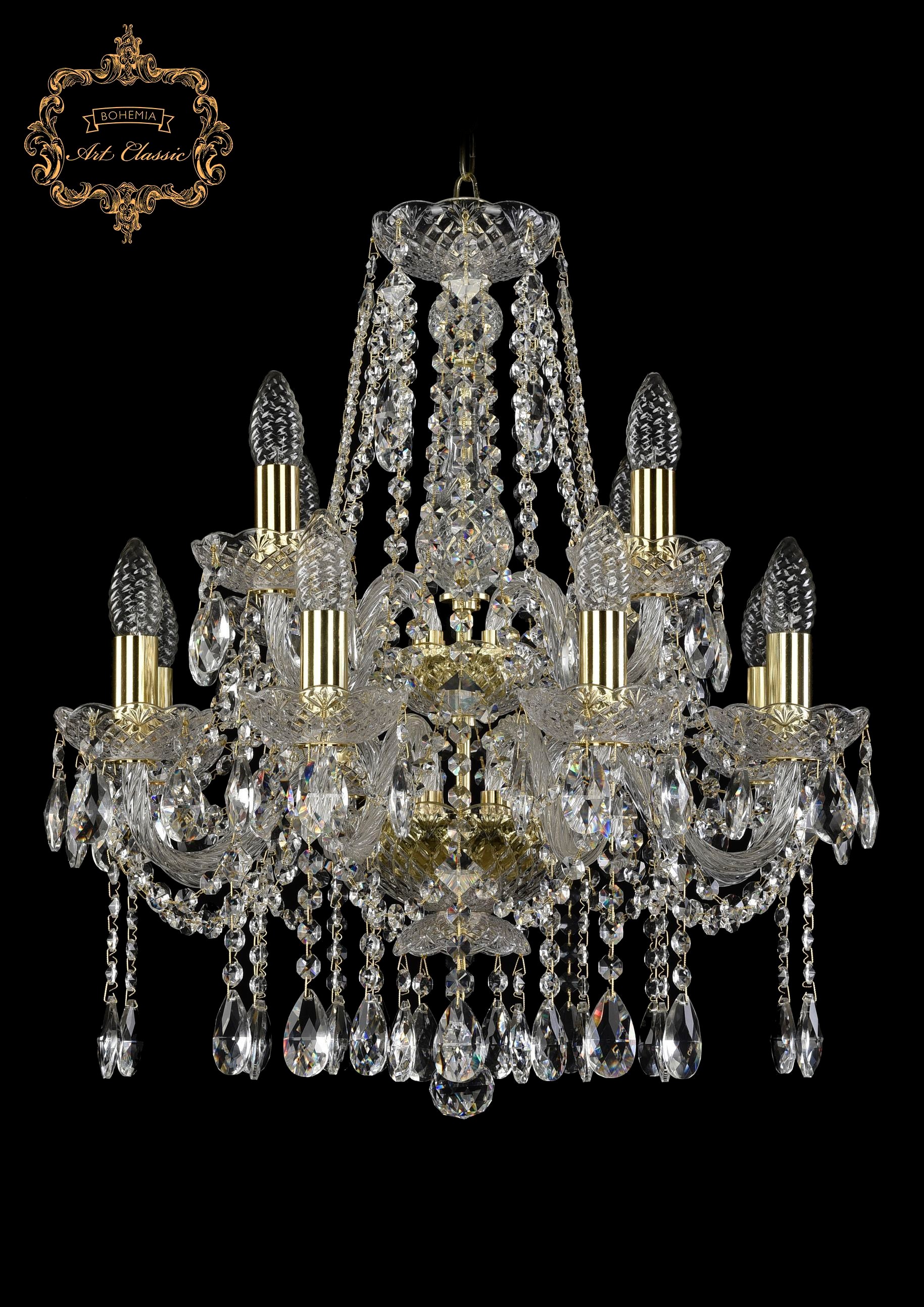 Подвесная хрустальная люстра 11.12 Art Classic 11.12.8+4.165.2d.Gd.Sp