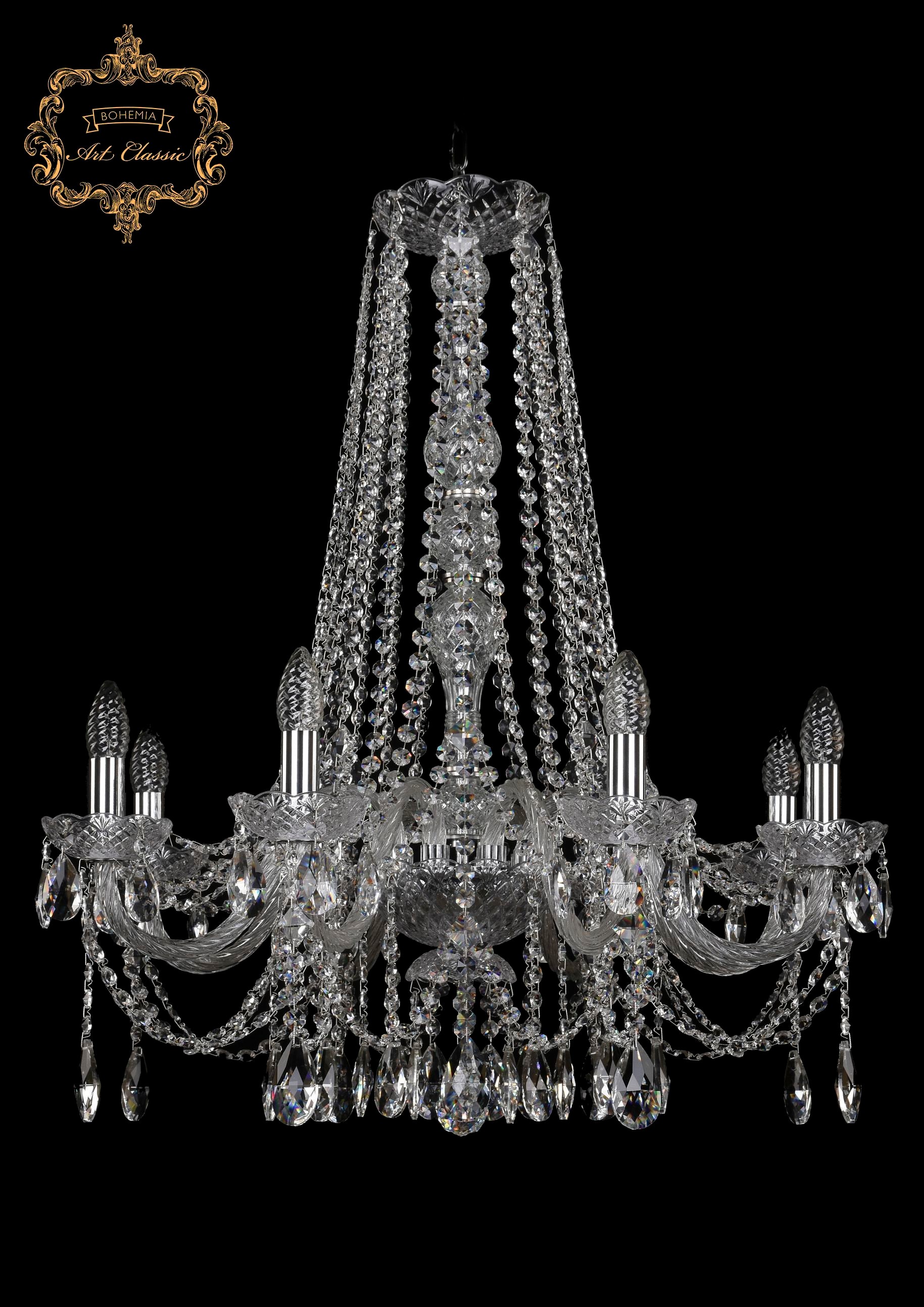Подвесная хрустальная люстра 11.12 Art Classic 11.12.8.240.h-78.Cr.Sp