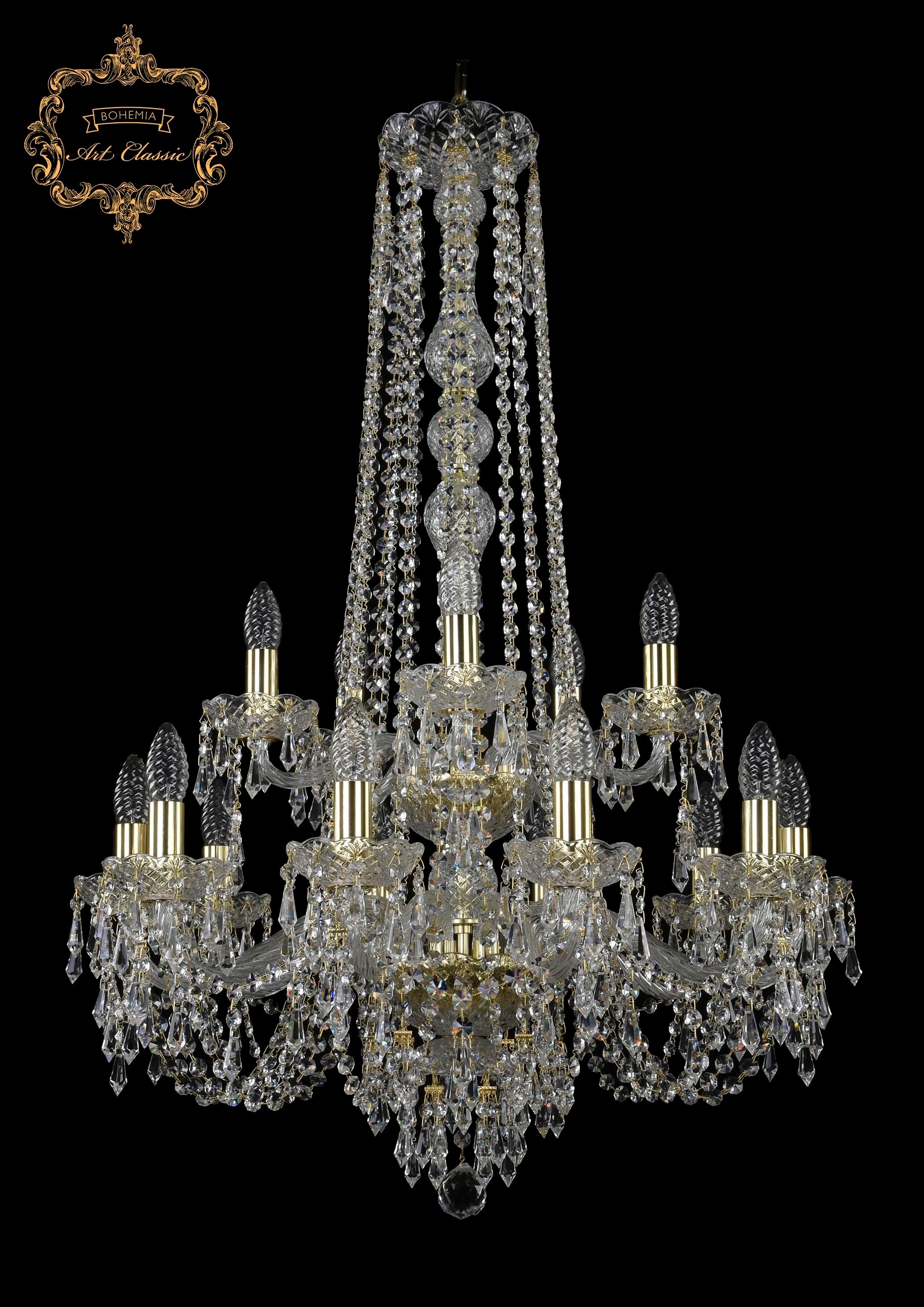 Подвесная хрустальная люстра 11.23 Art Classic 11.23.10+5.220.2d.h-96.Gd.Dr