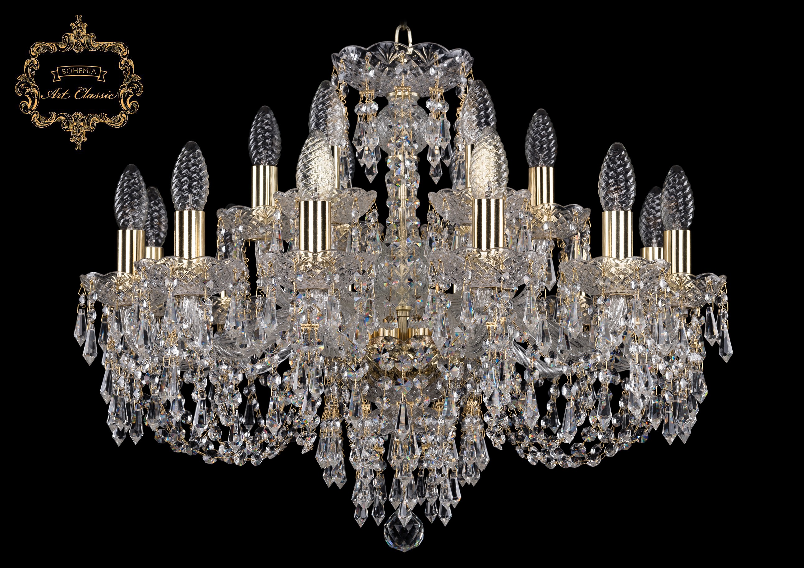 Подвесная хрустальная люстра 11.23 Art Classic 11.23.12+6.220.Gd.Dr