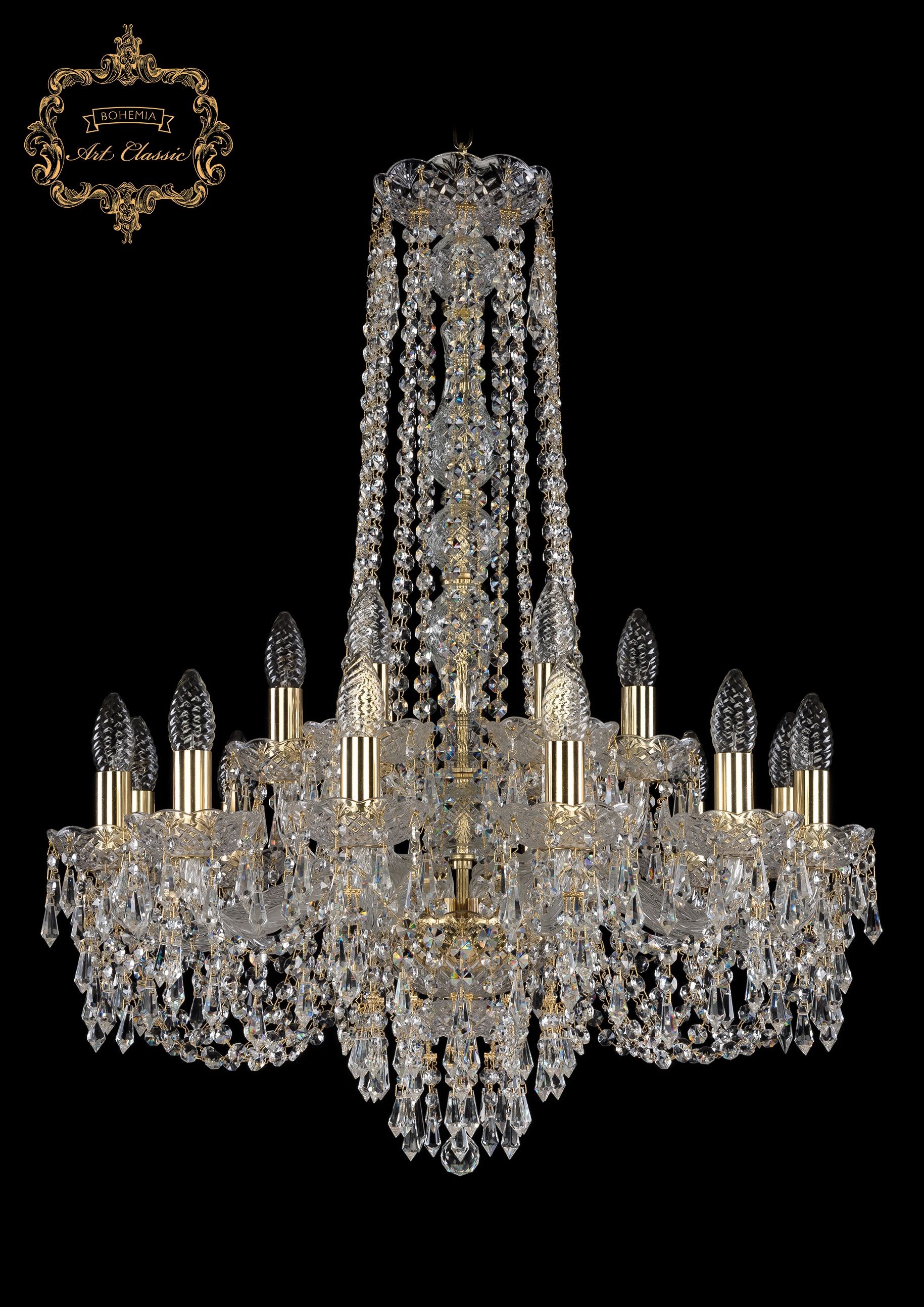 Подвесная хрустальная люстра 11.23 Art Classic 11.23.12+6.220.h-82.Gd.Dr