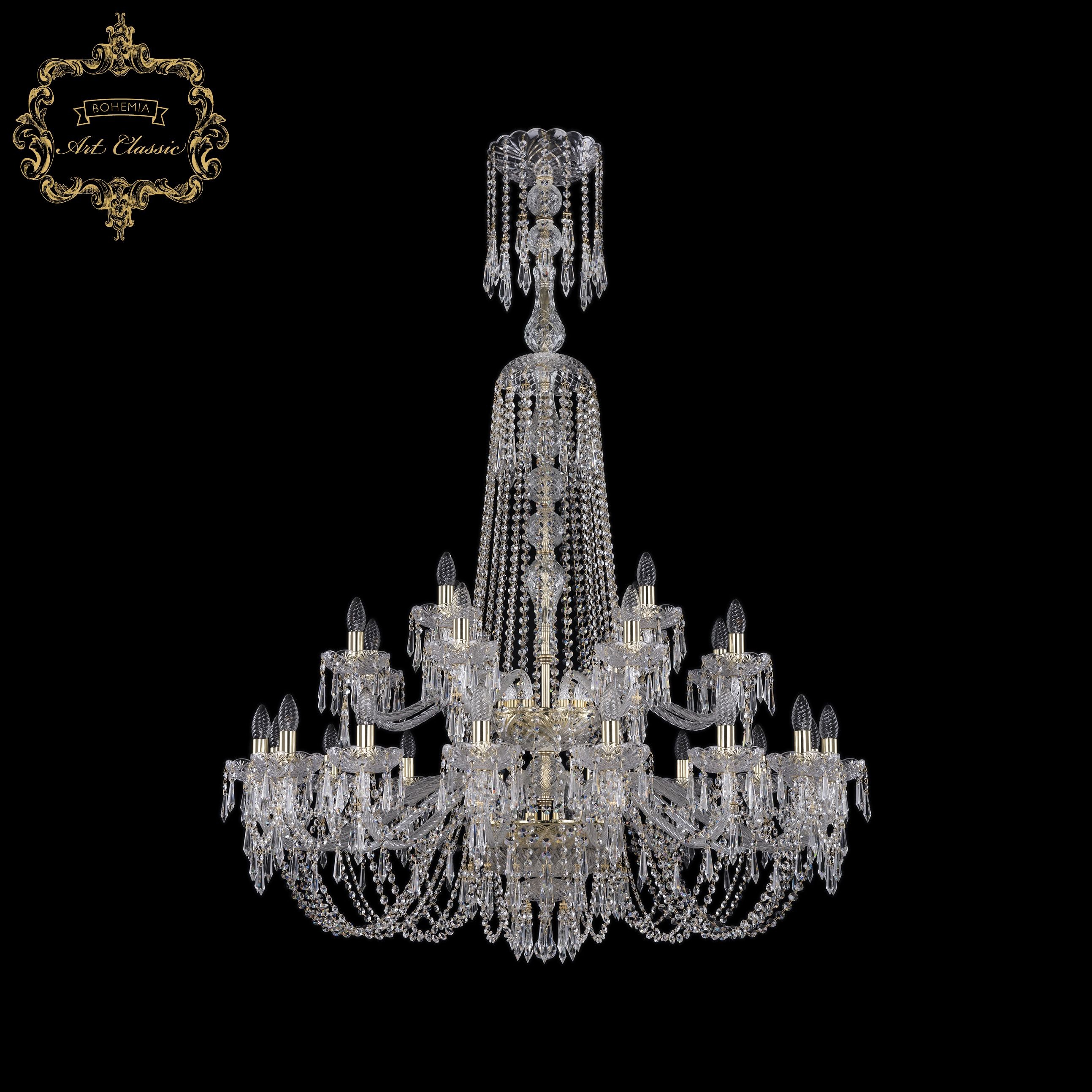 Подвесная хрустальная люстра 11.23 Art Classic 11.23.16+8+4.400.2d.XL-160.Gd.Dr