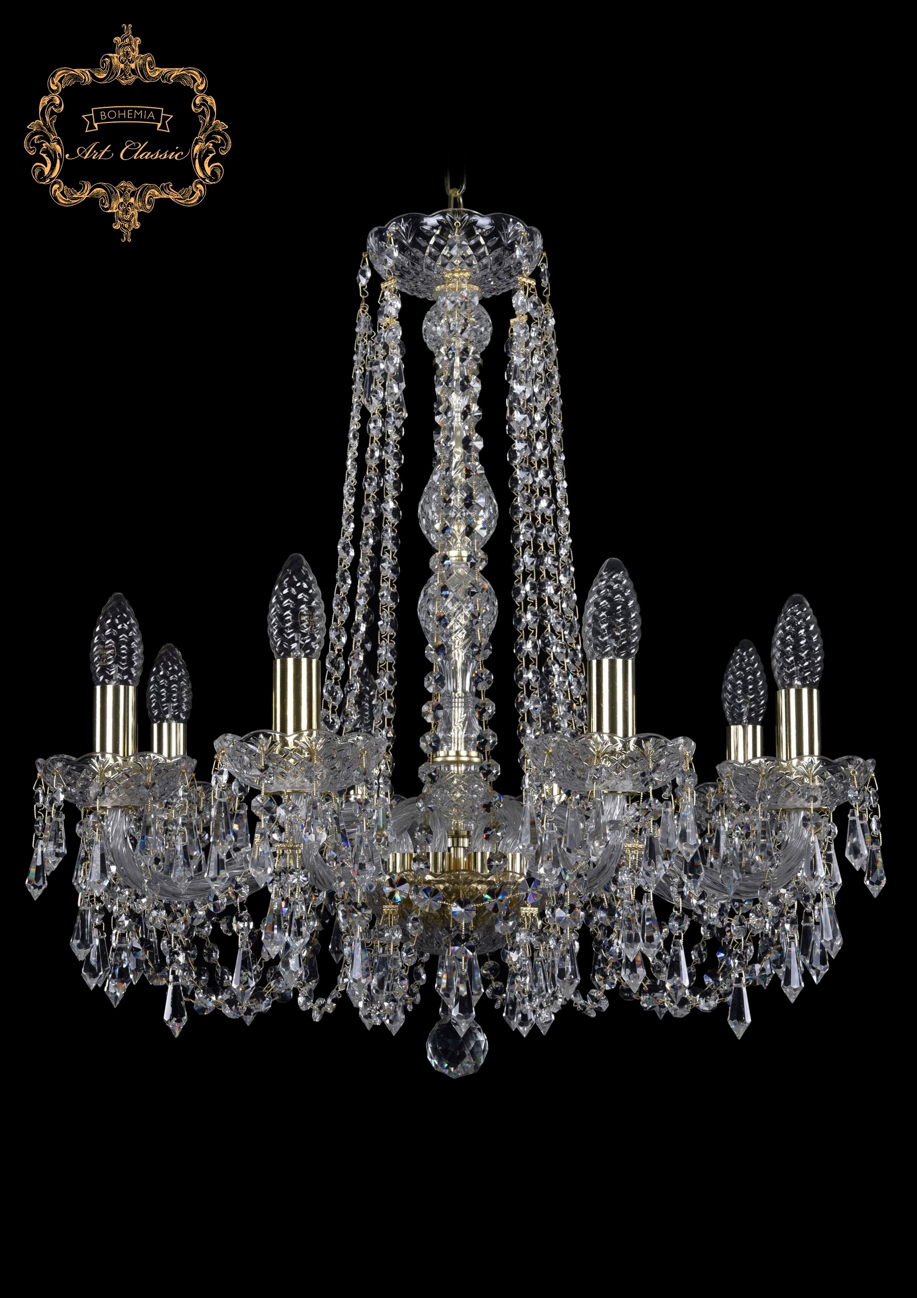 Подвесная хрустальная люстра 11.23 Art Classic 11.23.8.200.h-59.Gd.Dr