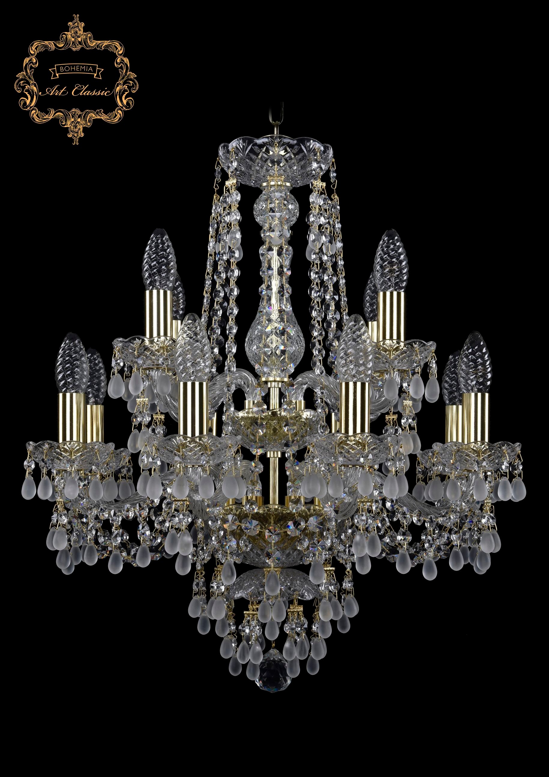 Подвесная хрустальная люстра 11.24 Art Classic 11.24.8+4.165.2d.Gd.V0300