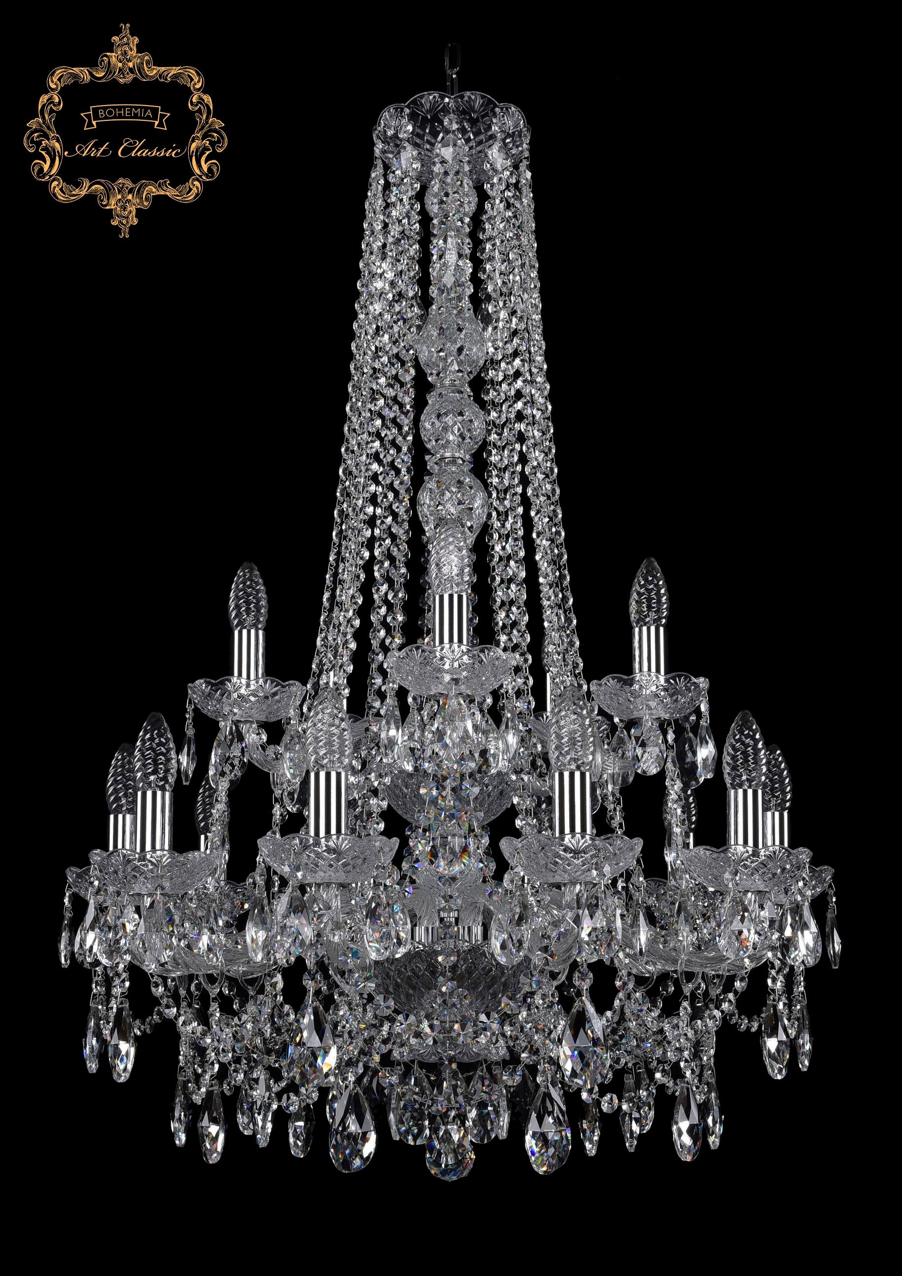 Подвесная хрустальная люстра 11.25 Art Classic 11.25.10+5.220.2d.h-95.Cr.Sp