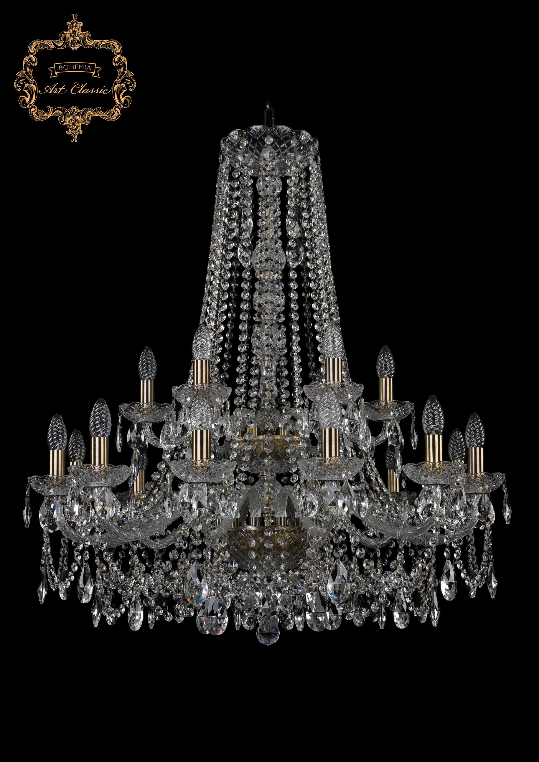 Подвесная хрустальная люстра 11.25 Art Classic 11.25.12+6.300.2d.h-93.Br.Sp