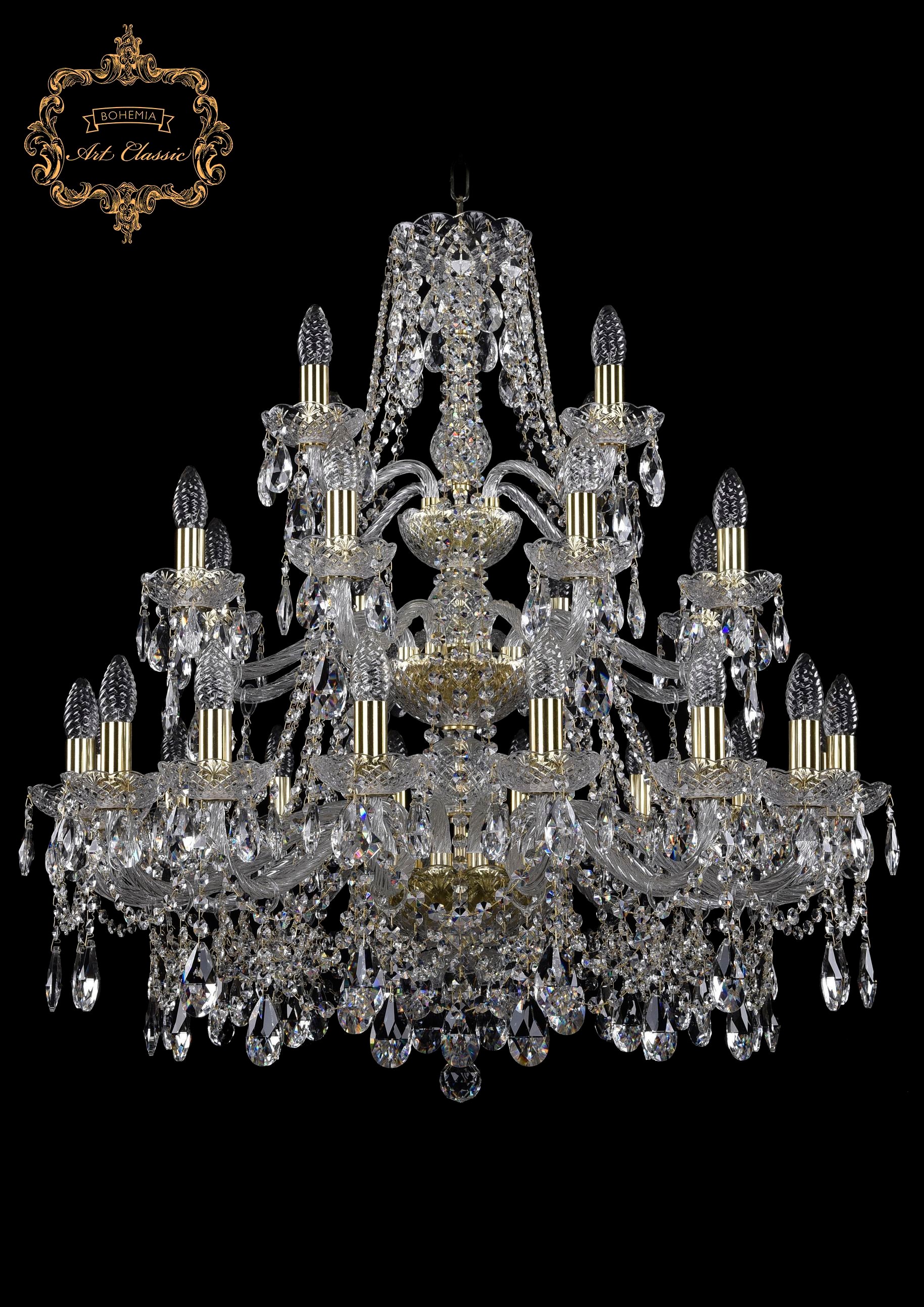 Подвесная хрустальная люстра 11.25 Art Classic 11.25.16+8+4.300.3d.Gd.Sp
