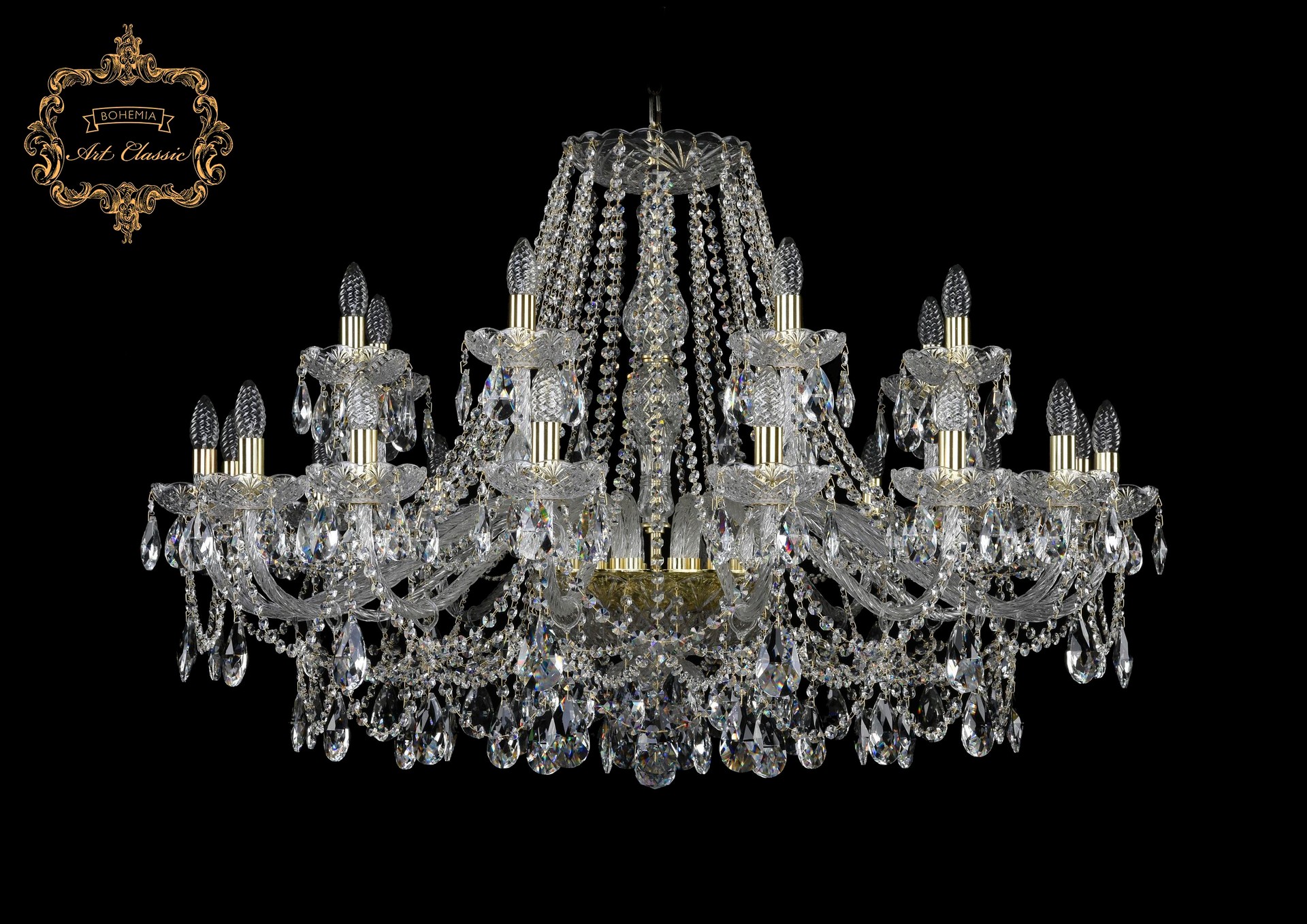 Подвесная хрустальная люстра 11.25 Art Classic 11.25.16+8.400.Gd.Sp