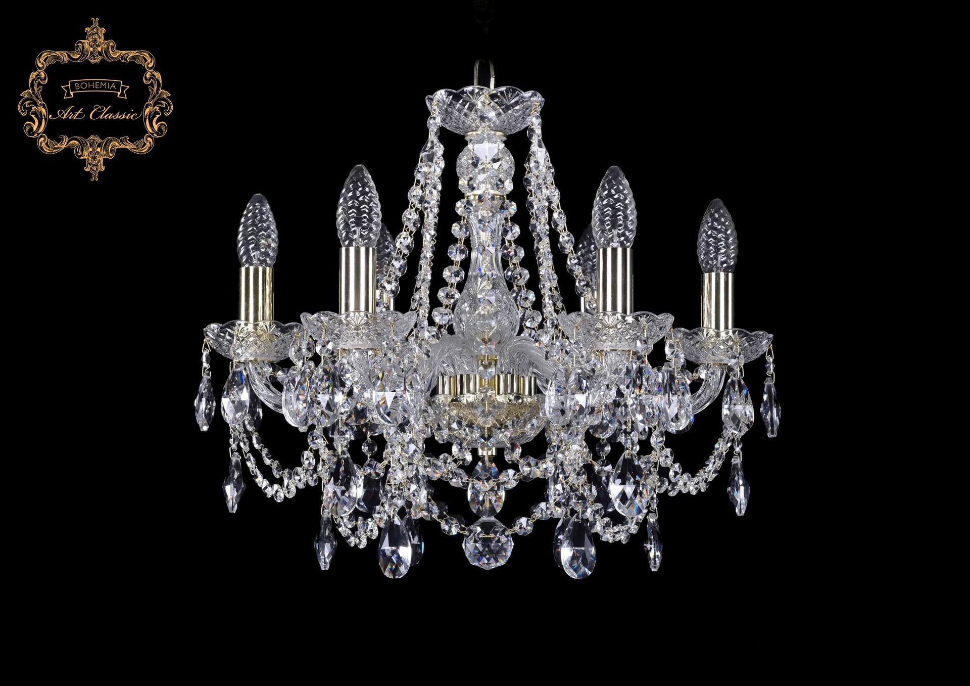 Подвесная хрустальная люстра 11.25 Art Classic 11.25.6.165.Gd.Sp
