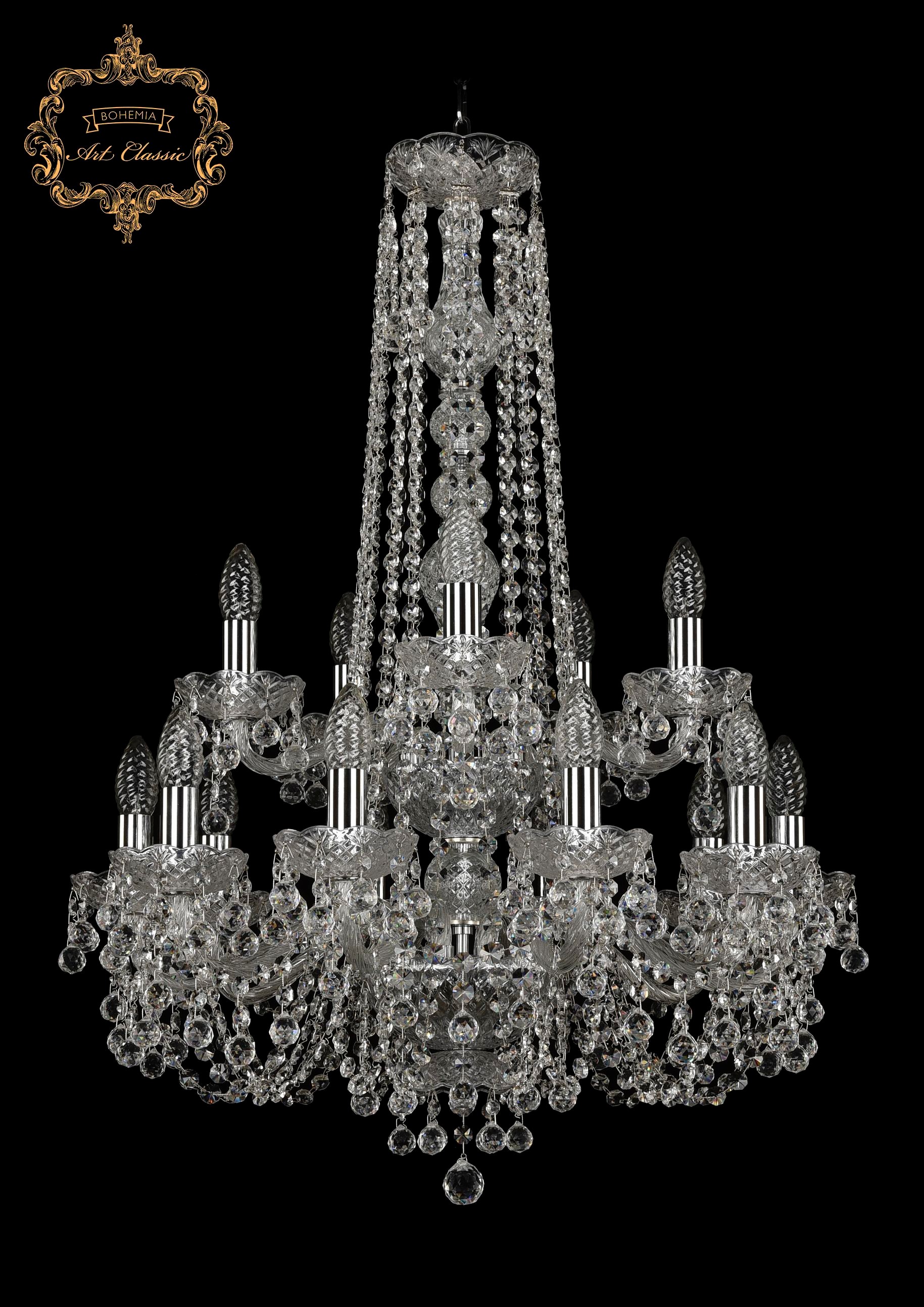 Подвесная хрустальная люстра 11.26 Art Classic 11.26.10+5.200.2d.h-84.Cr.B