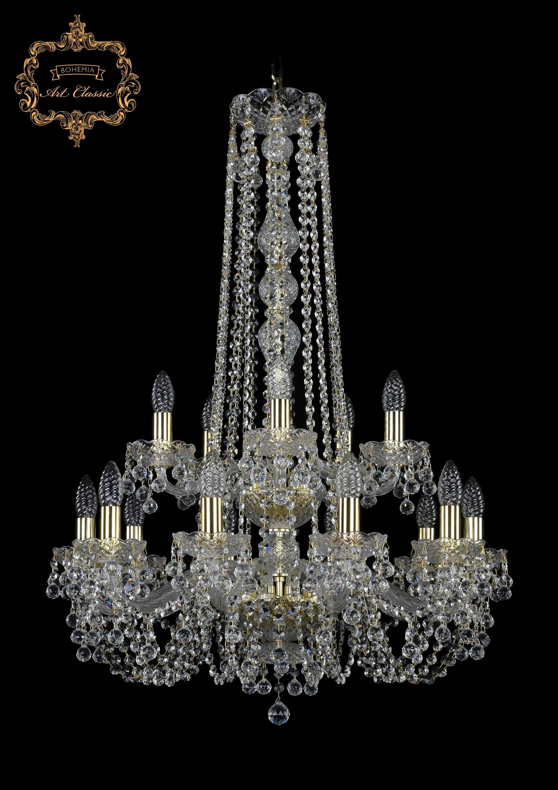 Подвесная хрустальная люстра 11.26 Art Classic 11.26.10+5.220.2d.h-92.Gd.B