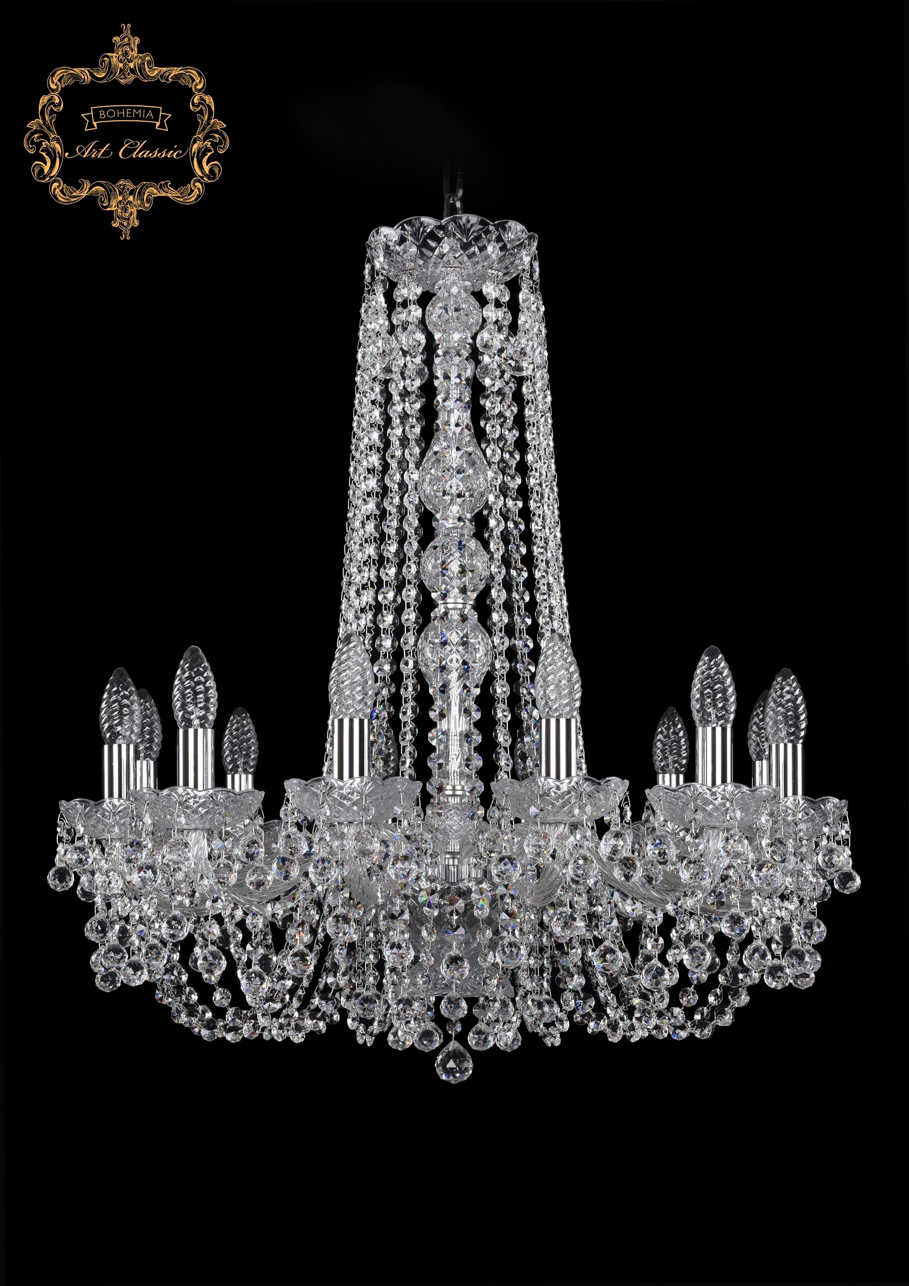 Подвесная хрустальная люстра 11.26 Art Classic 11.26.12.220.h-70.Cr.B