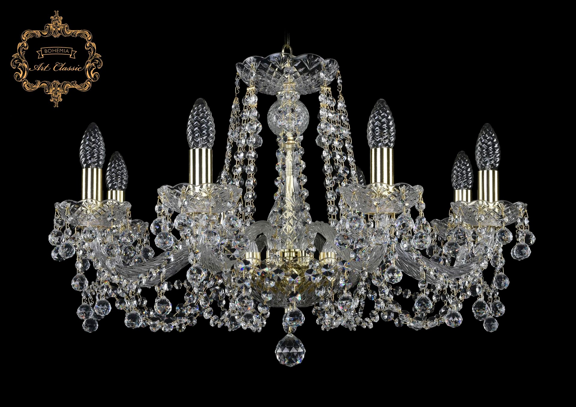 Подвесная хрустальная люстра 11.26 Art Classic 11.26.8.220.Gd.B
