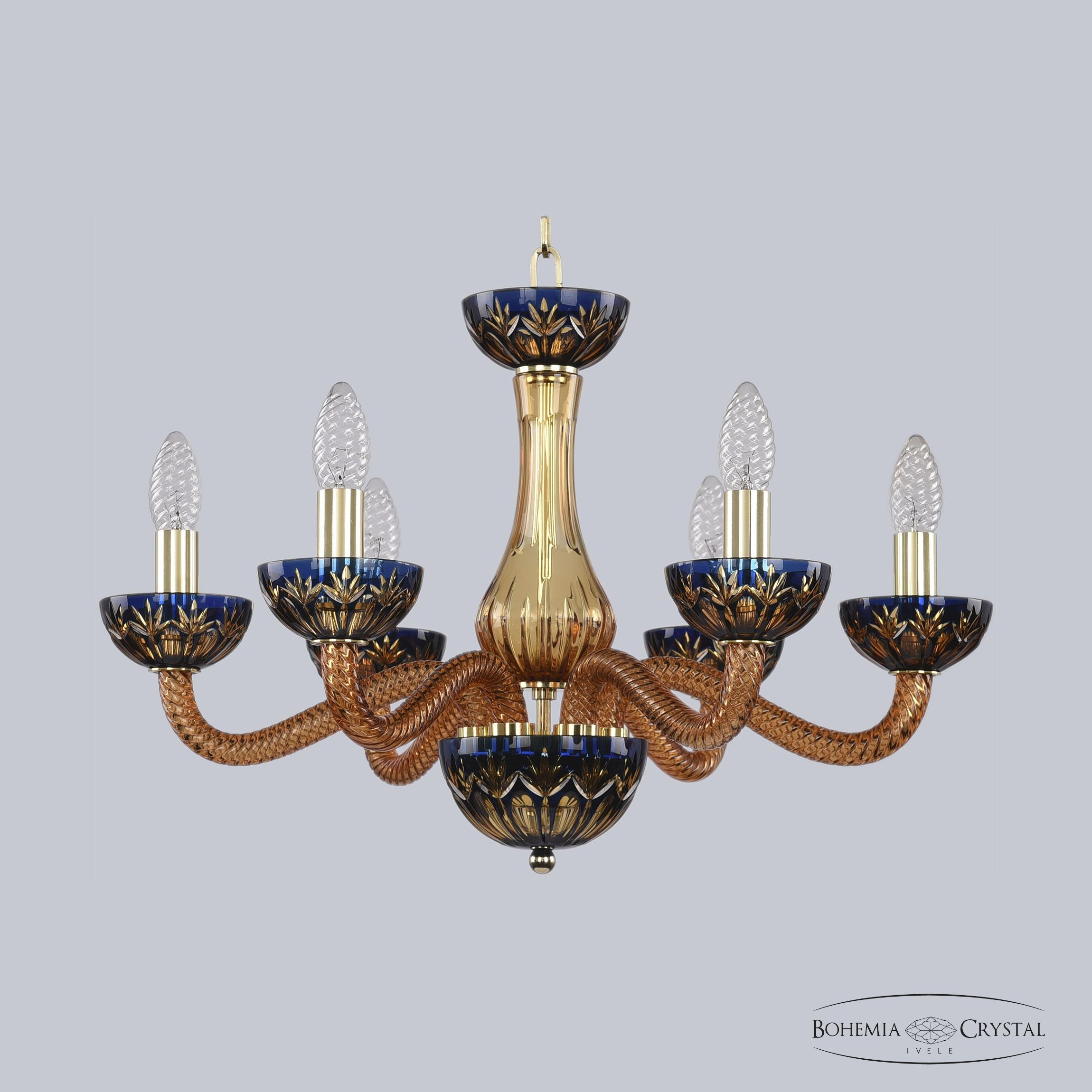 Подвесная люстра Bohemia 1309 1309/6/200 G Am/Amber-Blue/H-1I